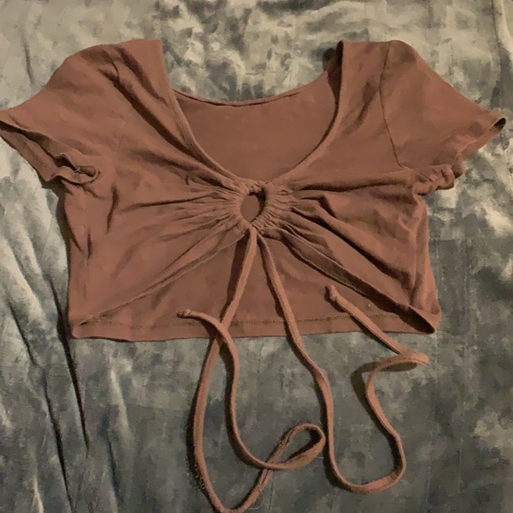 SMALL/MEDIUM Brown tie up crop top 🤎🤎🤎 - Picture 2 of 4